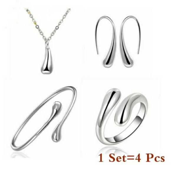 925 Sterling Silver Water Drop Jewelry Set - Picture 4 of 8
